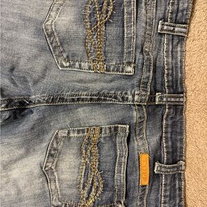 Cowgirl Tuff Boot Cut Jeans - Blue with Gold Accents